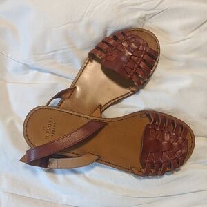 Sezane Mina Low Sandals Cuir Naturel Héritage - Size 38